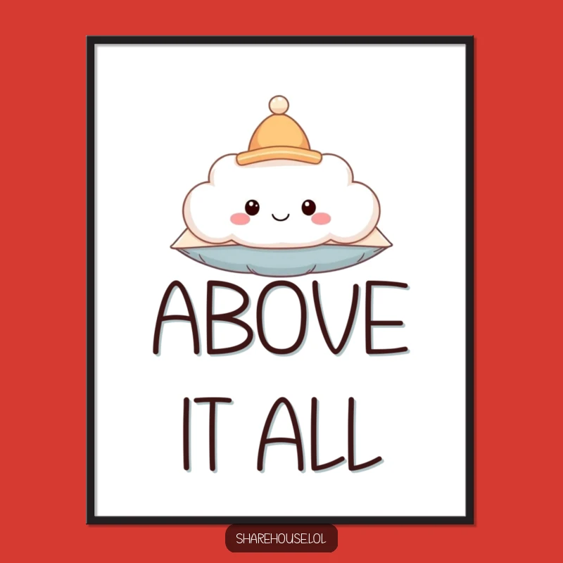 Funny Cloud Pillow Poster: Brighten Your Space with This Whimsical Character