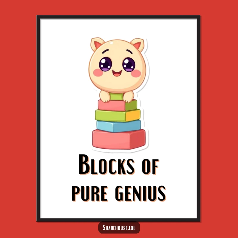 Funny Creature Stacking Blocks Poster: Brighten Your Walls with Joy