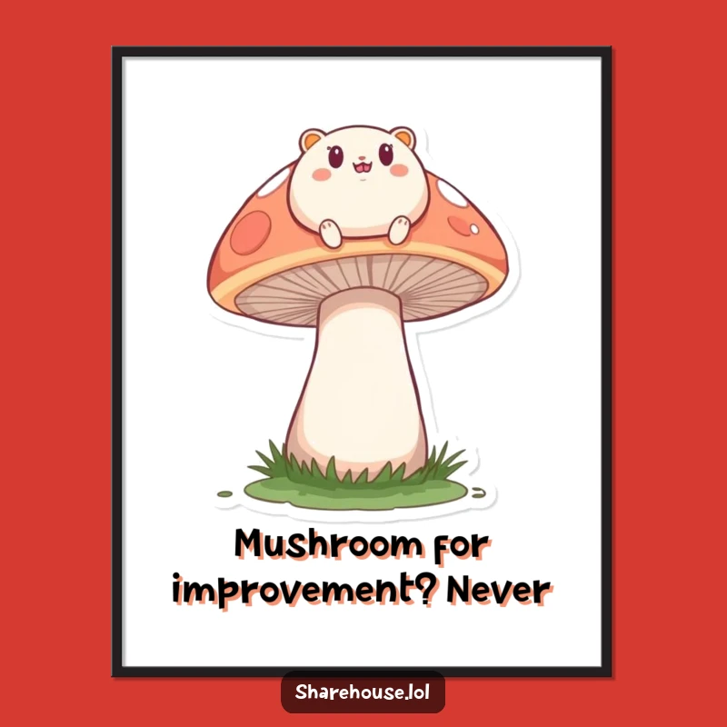 Funny Free Printable Wall Art: Creature Bouncing on Mushroom Decor