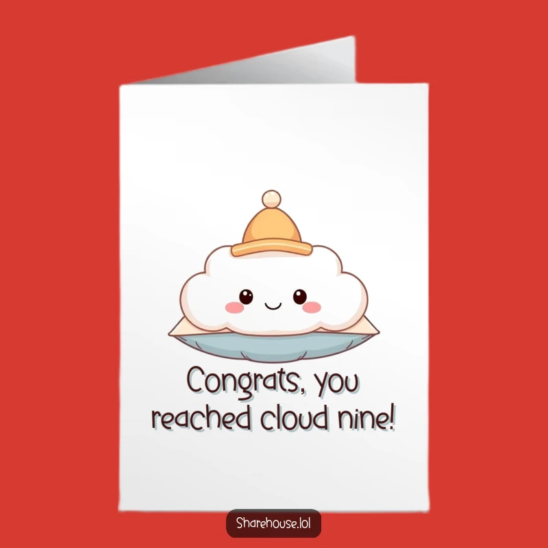 Funny Free Printable Congrats Card: Cloud Pillow Hat Celebrates Success