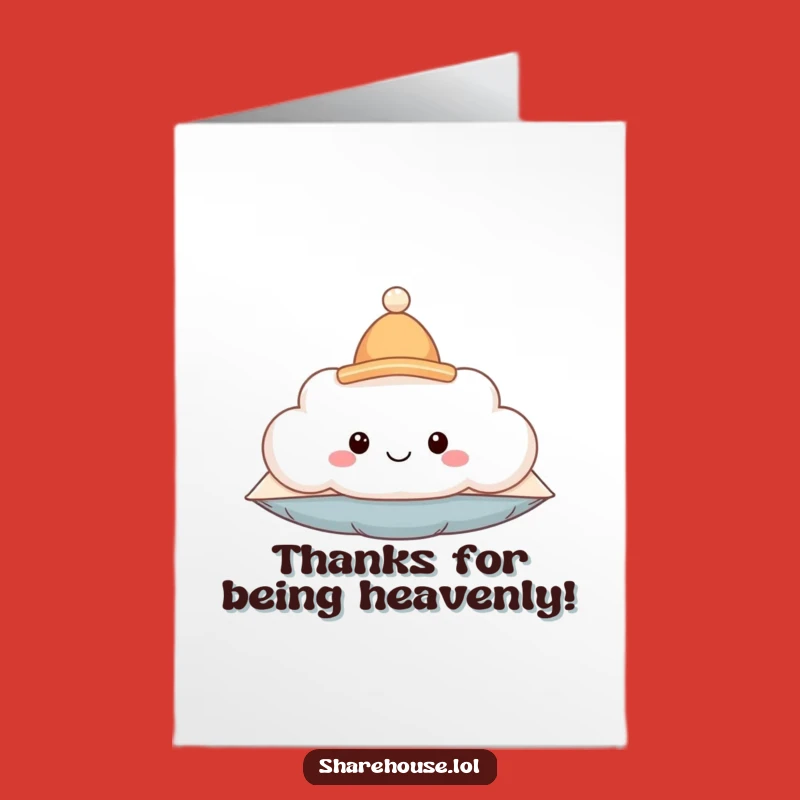 Free Printable Thank You Card: Smiling Cloud Pillow's Hat Thanks